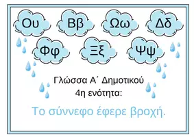 Προεπισκόπηση - Flashcards - Γλώσσα Α΄Δημοτικού: 4η ενότητα "Το σύννεφο έφερε βροχή." κάρτες - Εξώφυλλο