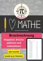 Vorschau - Arbeitsblätter - Klapptest Bruchrechnung – Brüche addieren & subtrahieren (Klasse 5/ 6) – Sicher rechnen | Mit Lösungen - Deckblatt