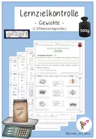 Vorschau - Test - Lernzielkontrolle - Gewichte (g, kg, t) - Deckblatt
