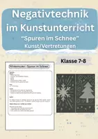 Vorschau - Arbeitsblätter - Kunst im Winter – Negativtechnik & Kreidearbeit | Klasse 7–8 | Vertretung - Deckblatt