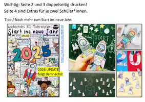 Vorschau - Mal- und Bastelvorlagen - Rakete 2026 / Raketen fürs neue Jahr / Neujahr mit Sketchnotes - Seite 2