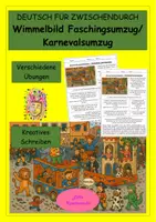 Vorschau - Stundenentwürfe - Wimmelbild Faschingsumzug/ Karnevalsumzug - DEUTSCH FÜR ZWISCHENDURCH - Vertretungsstunden - Kreatives Schreiben Karneval - Deckblatt