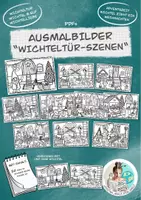 Vorschau - Spiele - Ausmalbilder "Wichteltür-Szenen" / Wichtel Malvorlagen - Deckblatt