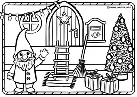 Vorschau - Spiele - Ausmalbilder "Wichteltür-Szenen" / Wichtel Malvorlagen - Seite 3