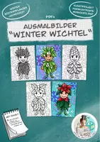 Vorschau - Spiele - Ausmalbilder Mosaikbilder "Winter-Wichtel" - Deckblatt