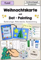 Vorschau - Mal- und Bastelvorlagen - Weihnachtskarte basteln mit Dot Painting Bastelvorlagen - Grundschule - Deckblatt
