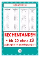 Vorschau - Arbeitsblätter - Tandemrechnen. Plusaufgaben bis 20 ohne Zehnerübergang - Deckblatt