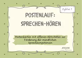 Vorschau - Stationenlernen - Kartenset Postenlauf Sprechen-Hören Zyklus 1 - Deckblatt