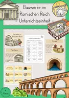 Vorschau - Stundenentwürfe - Bauwerke Römer römisches Reich Unterrichtseinheit - Deckblatt