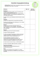 Vorschau - Arbeitsblätter - Checkliste Vorgangsbeschreibung - Deckblatt