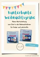 Vorschau - Mal- und Bastelvorlagen - Schokolinsen Weihnachtsferiengruß für Schulkinder oder Kolleg*innen - Deckblatt