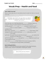 Vorschau - Arbeitsblätter - ZP10 Vocab Prep - Health and food - Deckblatt