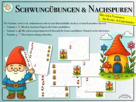 Vorschau - Arbeitsblätter - Nachspuren & Schwungübungen "BRING DEN WICHTEL IN SEIN WICHTELHAUS" (Weihnachten) - für Linkshänder und Rechtshänder in diversen Versionen - Deckblatt