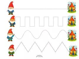 Vorschau - Arbeitsblätter - Nachspuren & Schwungübungen "BRING DEN WICHTEL IN SEIN WICHTELHAUS" (Weihnachten) - für Linkshänder und Rechtshänder in diversen Versionen - Seite 3