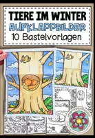 Vorschau - Mal- und Bastelvorlagen - Tiere im Winter - Aufklappbilder (10 handgezeichnete Bastelvorlagen) - Deckblatt