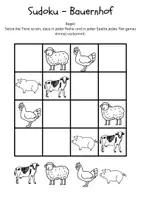 Vorschau - Arbeitsblätter - Sudoku Tiere – 10 leichte Rätsel + Lösungen (Klasse 1) - Seite 1