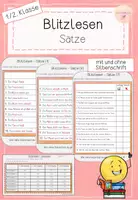 Vorschau - Aufgabenkarten - Blitzlesen - Sätze - 1. & 2. Klasse - Deckblatt