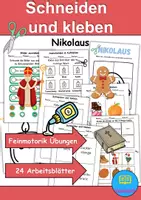 Vorschau - Arbeitsblätter - Ausschneiden und kleben Nikolaus - Wortschatz basteln Feinmotorik (Grundschule) - Deckblatt
