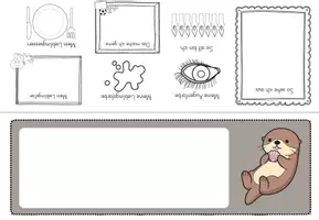 Vorschau - Mal- und Bastelvorlagen - Namensschild Otterklasse mit Steckbrief - bearbeitbar - Seite 1