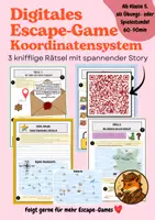 Vorschau - Arbeitsblätter - Escape-Game: Das Koordinatensystem. Ideal für Spielestunden! - Deckblatt