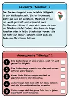 Vorschau - Arbeitsblätter - Wendekarten/Lesekarten: Nikolaus - DaZ/DaF / Deutsch - Seite 1