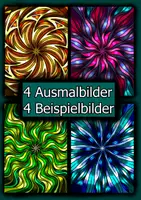 Vorschau - Mal- und Bastelvorlagen - Abstrakte Linienwelten – 4 Ausmalbilder & 4 Beispielbilder - Deckblatt