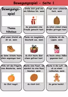 Vorschau - Arbeitsblätter - Bewegungsspiel: Nikolaus - DaZ/DaF / Deutsch (Spielkarten) - Seite 1