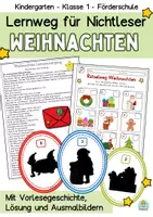 Vorschau - Spiele - Weihnachten Lernspiel/Lernweg (Nichtleser: 1.Klasse, Vorschule, Förderschule) - Deckblatt