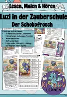 Vorschau - Arbeitsblätter - Lesen Verstehen Malen und Hören - Leseförderung mit Hörverstehen - Luzi in der Zauberschule Teil 1 - Der Schokofrosch - Seite 1