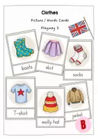 Vorschau - Merkblätter - Picture/Word Cards - Clothes (Playway 3) - Deckblatt