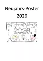 Vorschau - Mal- und Bastelvorlagen - Neujahrs-Poster 2026 zum Ausmalen oder Aufhängen - Deckblatt