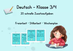 Vorschau - Bildkarten - Wenn du fertig bist – Deutsch | Klasse 3/4 - 20 schnelle Zusatzaufgaben - Deckblatt