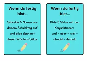 Vorschau - Bildkarten - Wenn du fertig bist – Deutsch | Klasse 3/4 - 20 schnelle Zusatzaufgaben - Seite 1