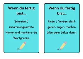 Vorschau - Bildkarten - Wenn du fertig bist – Deutsch | Klasse 3/4 - 20 schnelle Zusatzaufgaben - Seite 2