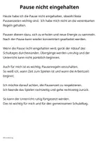 Vorschau - Arbeitsblätter - Pause nicht eingehalten - Abschreibtext zur Reflexion - Seite 2