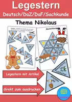 Vorschau - Arbeitsblätter - Legestern mit Artikel - Nikolaus Wortschatz - DaZ/DaF / Deutsch (Klassen 1 und 2) - Deckblatt