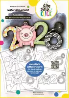 Vorschau - Mal- und Bastelvorlagen - KUNST Silvester Grundschule – Ausmalbild für Neujahr 2026 - Seite 1