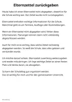 Vorschau - Arbeitsblätter - Elternzettel zurückgeben – Abschreibtext zur Reflexion - Seite 2