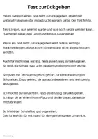 Vorschau - Arbeitsblätter - Test zurückgeben – Abschreibtext zur Reflexion - Seite 2