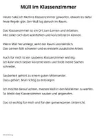 Vorschau - Arbeitsblätter - Müll im Klassenzimmer – Abschreibtext zur Reflexion - Seite 2