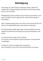 Vorschau - Arbeitsblätter - Beleidigung – Abschreibtext zur Reflexion - Seite 2