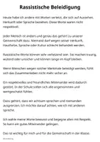 Vorschau - Arbeitsblätter - Rassistische Beleidigung – Abschreibtext zur Reflexion - Seite 2