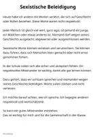 Vorschau - Text - Sexistische Beleidigung – Abschreibtext zur Reflexion - Seite 2