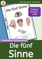 Vorschau - Mal- und Bastelvorlagen - Die fünf Sinne - Deckblatt Sachunterricht (farbig & schwarz-weiß) - Deckblatt