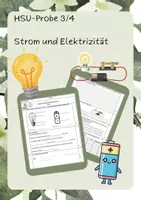 Vorschau - Arbeitsblätter - HSU-Probe zum Thema "Strom, Stromkreise, Elektrizität" (Klasse 3/4) - mit Lösung! - Deckblatt