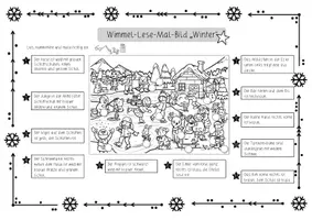 Vorschau - Arbeitsblätter - Wimmelbild Winter: Lese-Mal-Blatt (3-fach diff.) - Deutsch - Kl. 2 - Seite 2