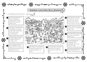 Vorschau - Arbeitsblätter - Wimmelbild Winter: Lese-Mal-Blatt (3-fach diff.) - Deutsch - Kl. 2 - Seite 3