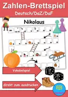Vorschau - Spiele - Zahlen-Brettspiel Nikolaus Wortschatzspiel Grundschule DaZ/DaF/Deutsch - Deckblatt