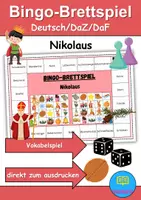 Vorschau - Spiele - Bingo-Brettspiel Nikolaus Wortschatzspiel Grundschule DaZ/DaF/Deutsch - Deckblatt