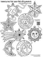 Voorbeeld - Sterren, zon en maan Kerst hangers maken met metaal folie - Embossing techniek - Voorblad